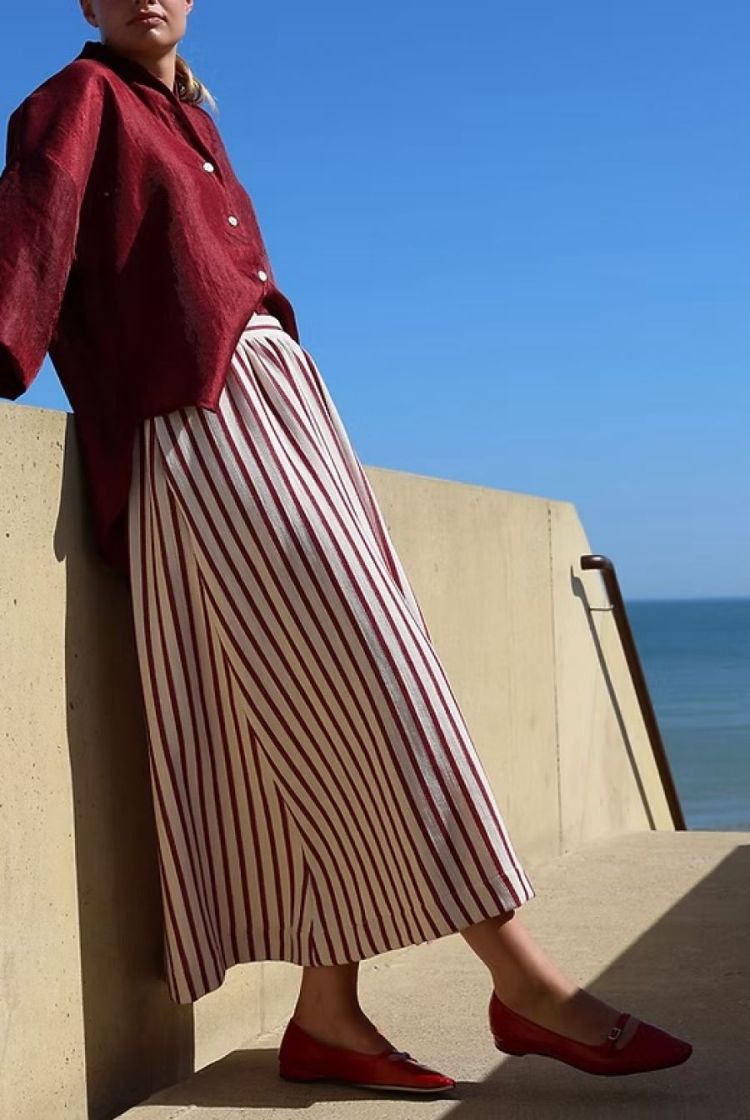 SARI SKIRT BORDEAUX STRIPE