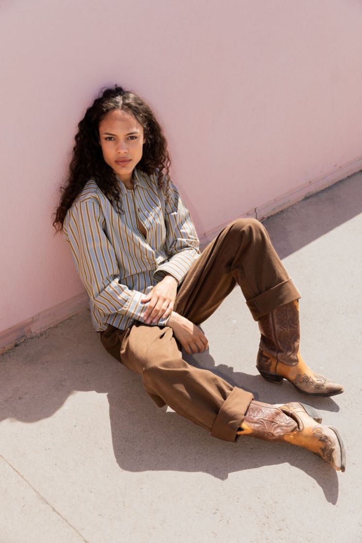 CECILIA BLUE BROWN STRI